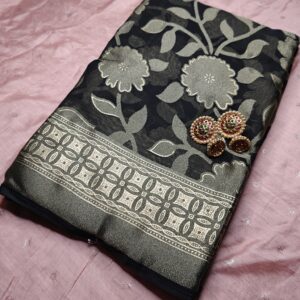 Midnight Floral Elegance Saree
