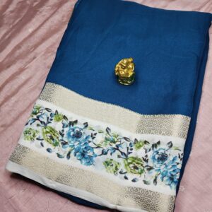 Teal Bloom Elegance Saree