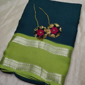 Emerald Grace Contrast Border Saree