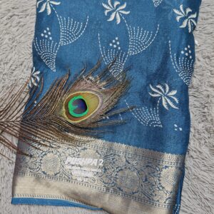 Teal Palm Whisper Chiffon Silk Saree