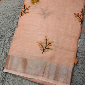 Peach Grove Embroidered Cotton Saree