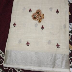Ivory Leaf Charm Cotton Saree