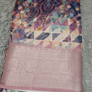 Rose Prism Abstract Zari Border Saree