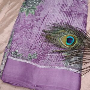 Lavender Charm Printed Zari Border Saree