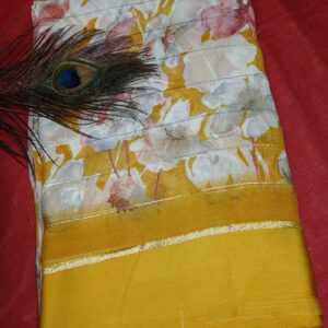 Mustard Glow Floral Zari Border Saree