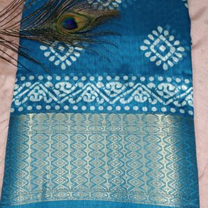 Teal Indigo Bloom Zari Silk Saree