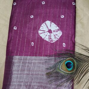 Wine Ikat Whisper Cotton Silk Saree