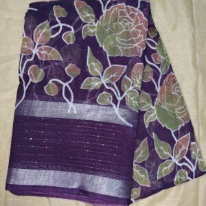 Plum Garden Floral Cotton Silk Saree
