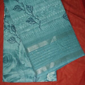 Sea Breeze Leaf Motif Cotton Silk Saree