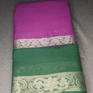 Royal Purple & Emerald Green Soft Silk Saree with Zari Border